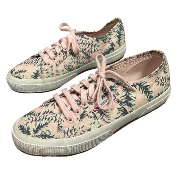 Superga Shoes - Superga Tropical Print Sneakers Pink Canvas Lace Up Women’s 8.5 EU 39.5
